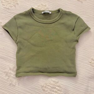 Zara Olive Cropped T-Shirt